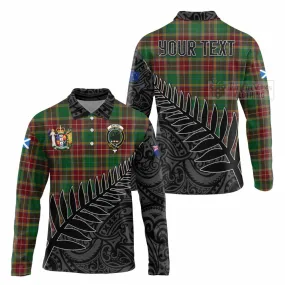 Baxter Crest Tartan Long Sleeve Polo Shirt with New Zealand Silver Fern Half Style