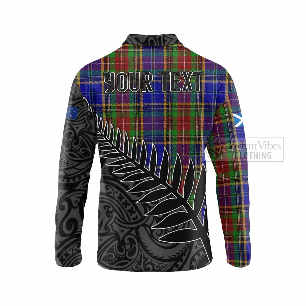 Beattie (Beatty) Crest Tartan Long Sleeve Polo Shirt with New Zealand Silver Fern Half Style