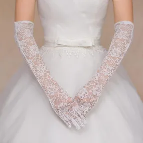 Beautiful White Lace Bridal Gloves Elbow Length Wedding Accessory