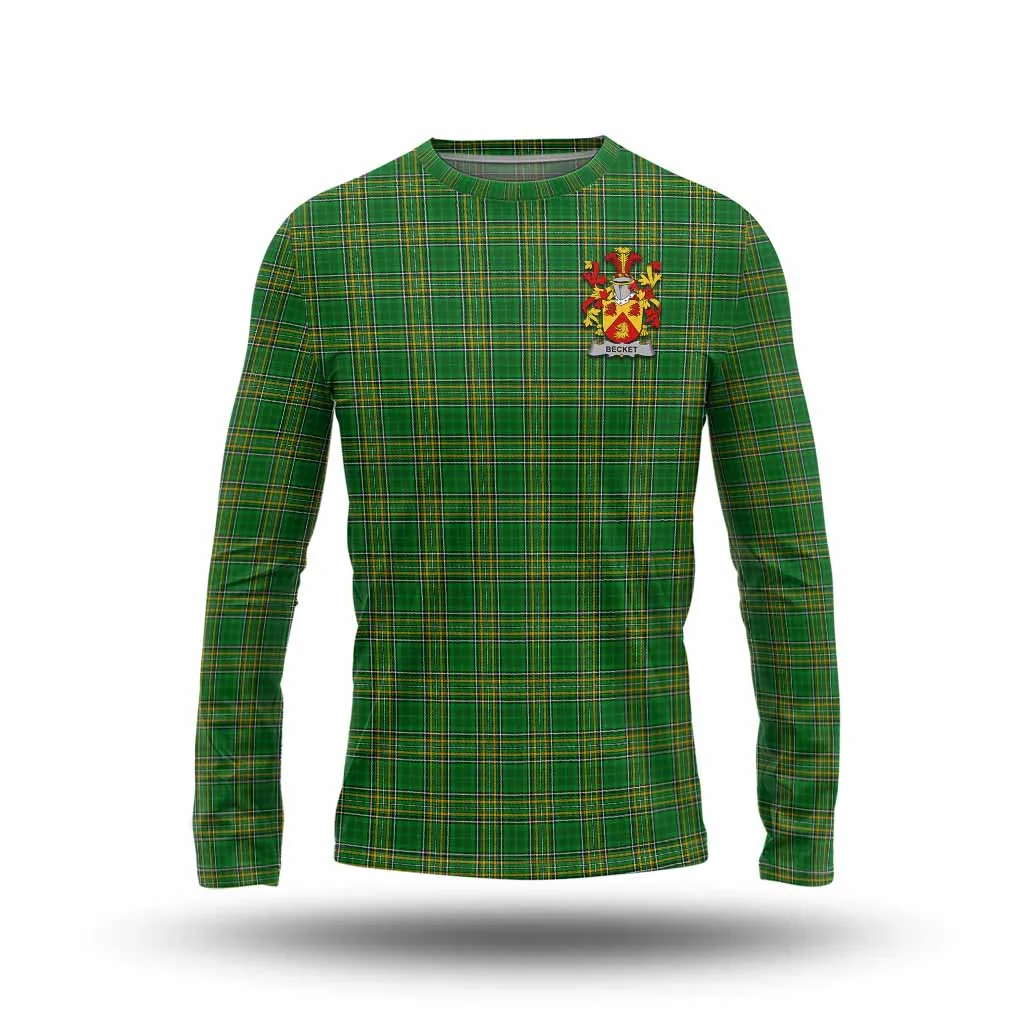 Becket Irish Clan Tartan Long Sleeve T-Shirt with Coat of Arms