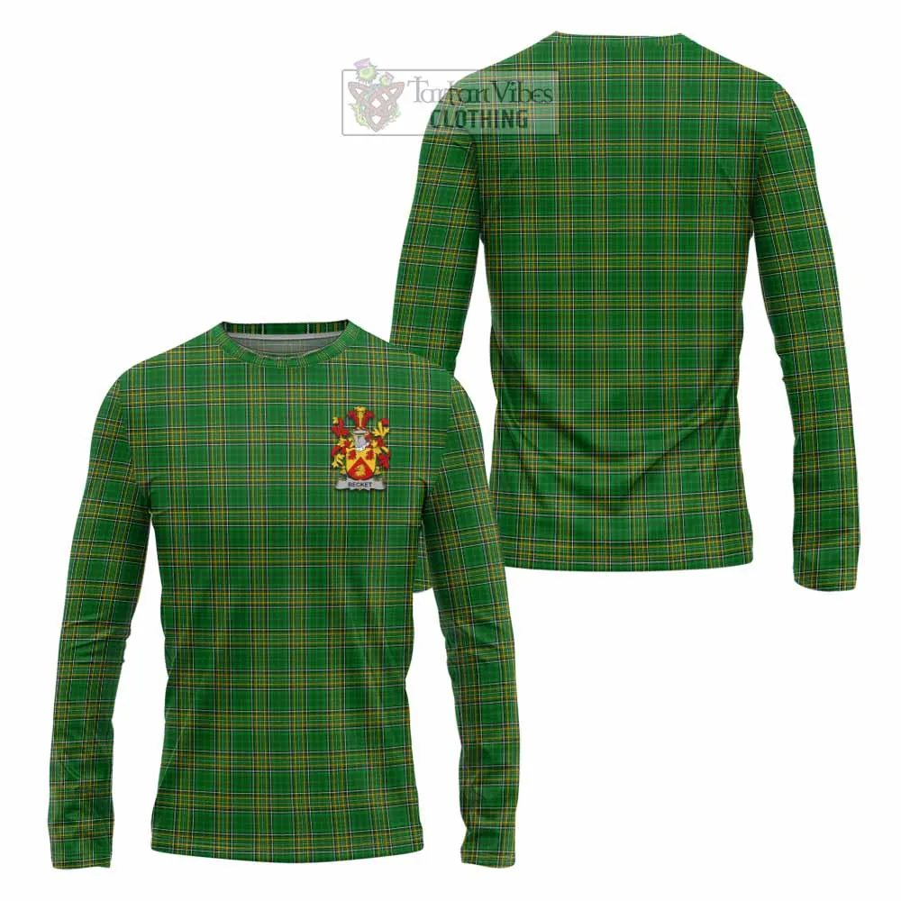 Becket Irish Clan Tartan Long Sleeve T-Shirt with Coat of Arms