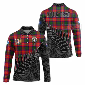 Belshes (Belsches) Crest Tartan Long Sleeve Polo Shirt with New Zealand Silver Fern Half Style