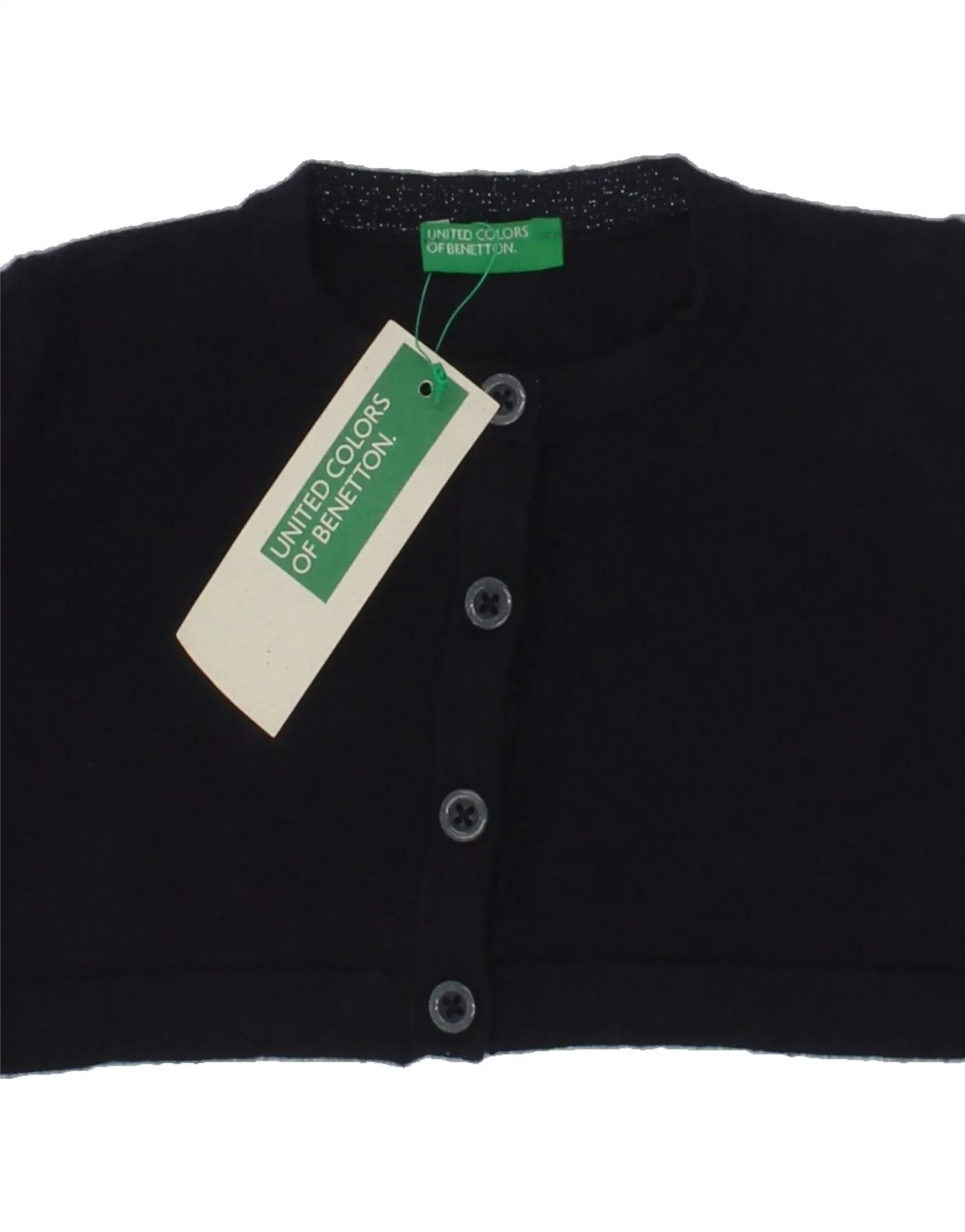 BENETTON Baby Girls Crop Cardigan Sweater 18-24 Months Navy Blue Viscose