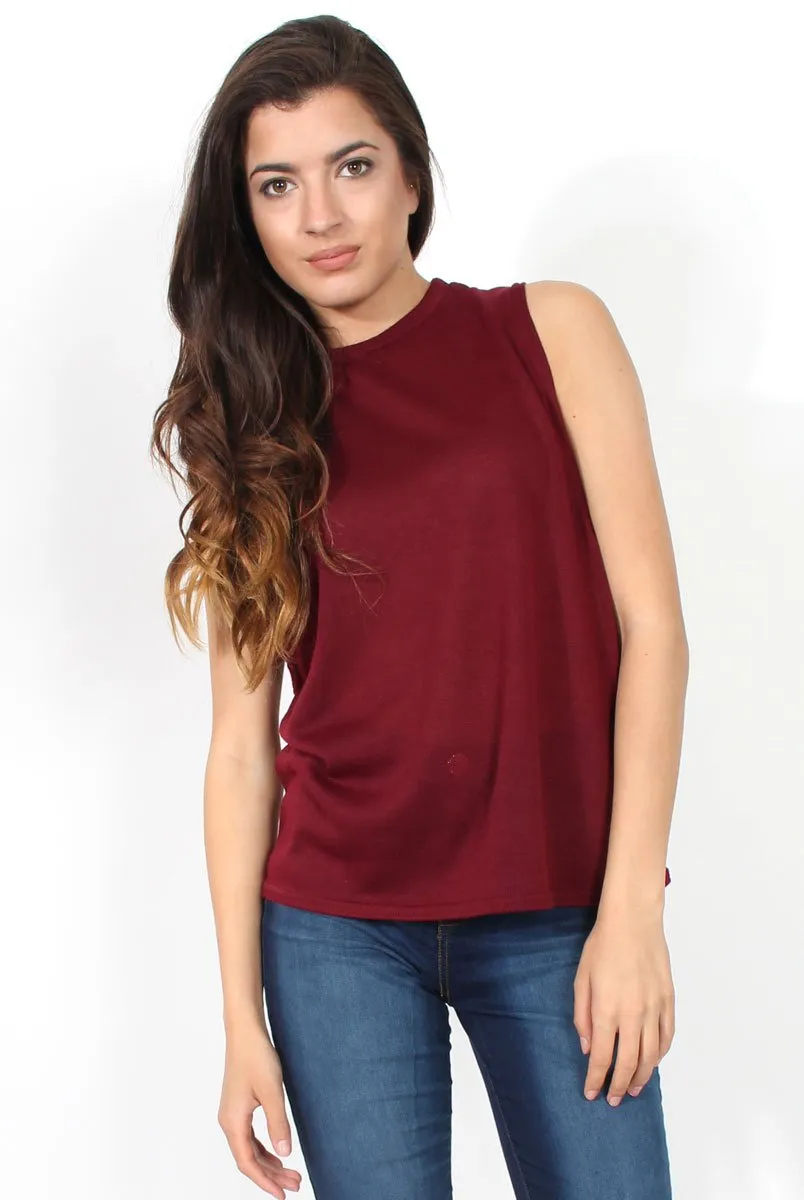 Beth Wine Side Panel High Neck Top