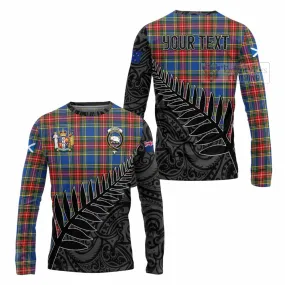 Bethune Crest Tartan Long Sleeve T-Shirt with New Zealand Silver Fern Half Style