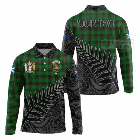 Beveridge Crest Tartan Long Sleeve Polo Shirt with New Zealand Silver Fern Half Style