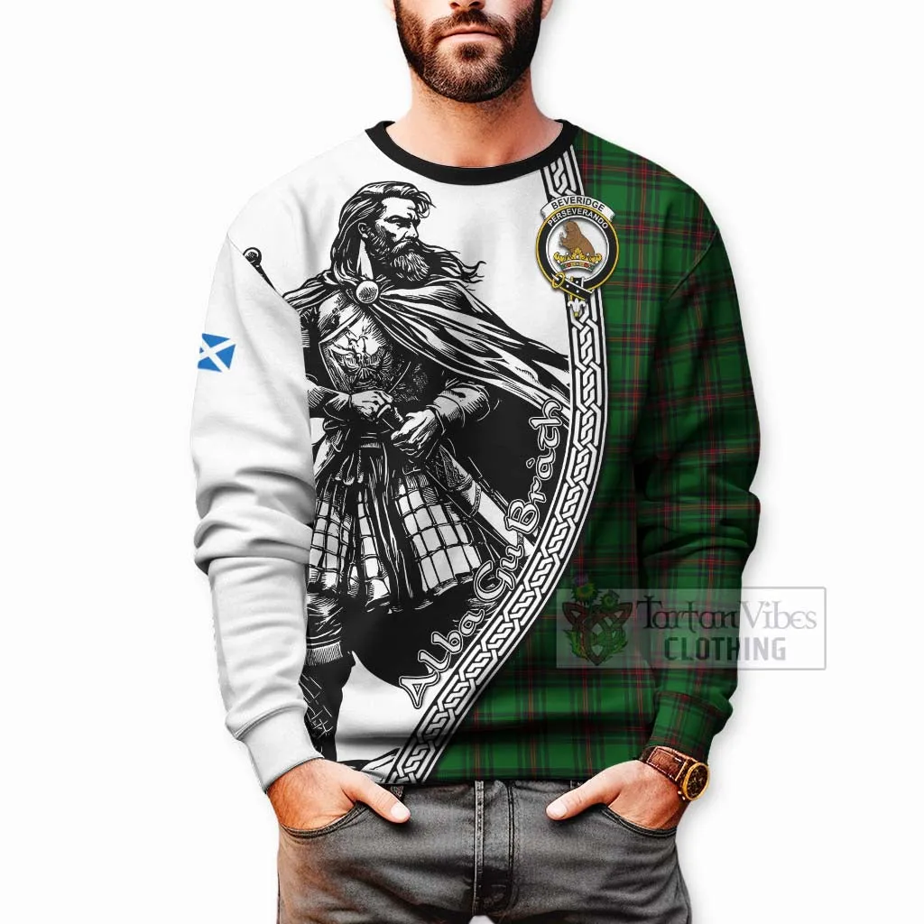 Beveridge Tartan Clan Crest Sweatshirt with Highlander Warrior Celtic Style