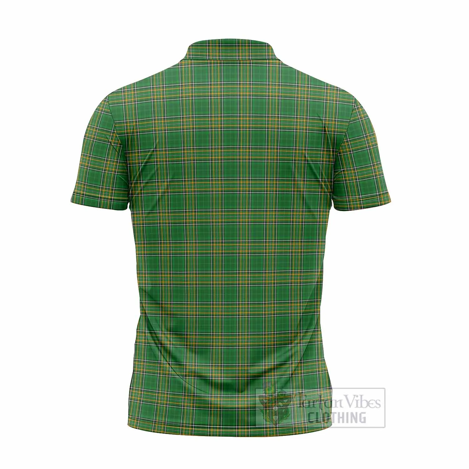 Birch Irish Clan Tartan Zipper Polo Shirt with Coat of Arms