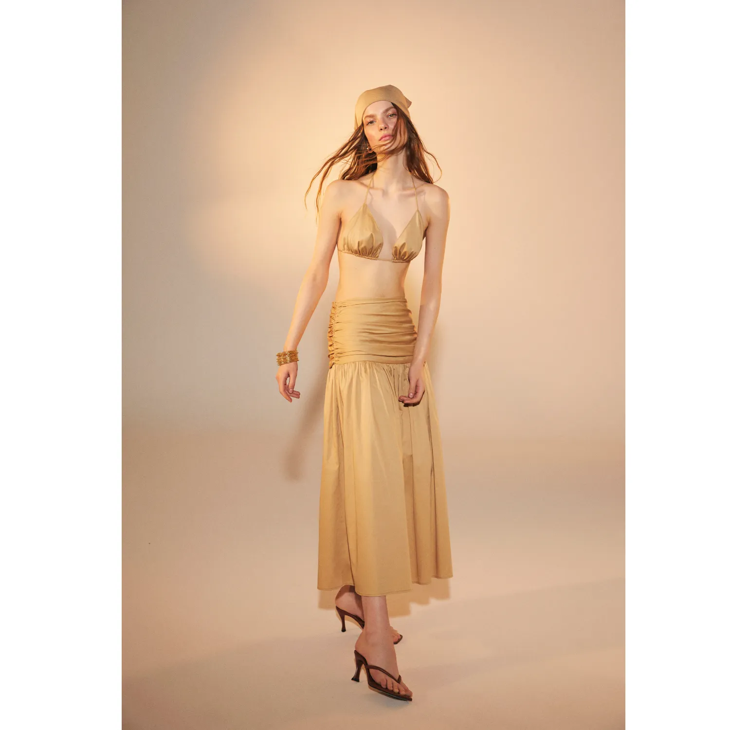 Birdie Rouched Maxi Skirt in Apple Cinnamon