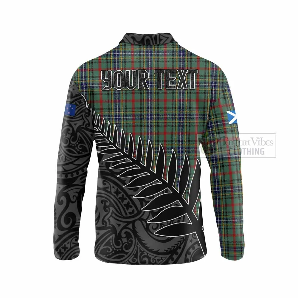 Bisset Crest Tartan Long Sleeve Polo Shirt with New Zealand Silver Fern Half Style