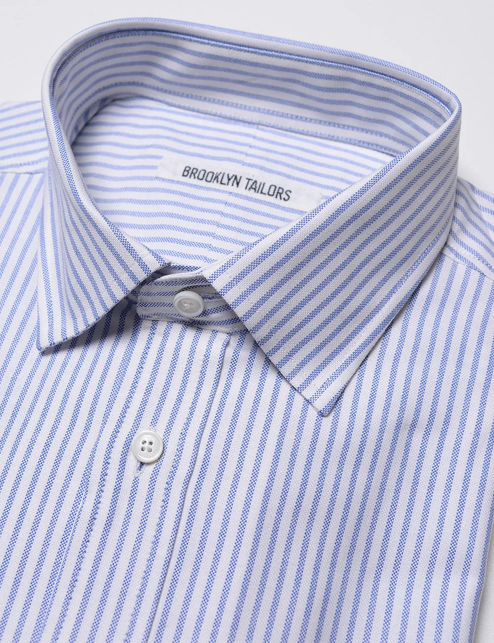 BKT20 Slim Dress Shirt in Striped Oxford - White / Sky Blue