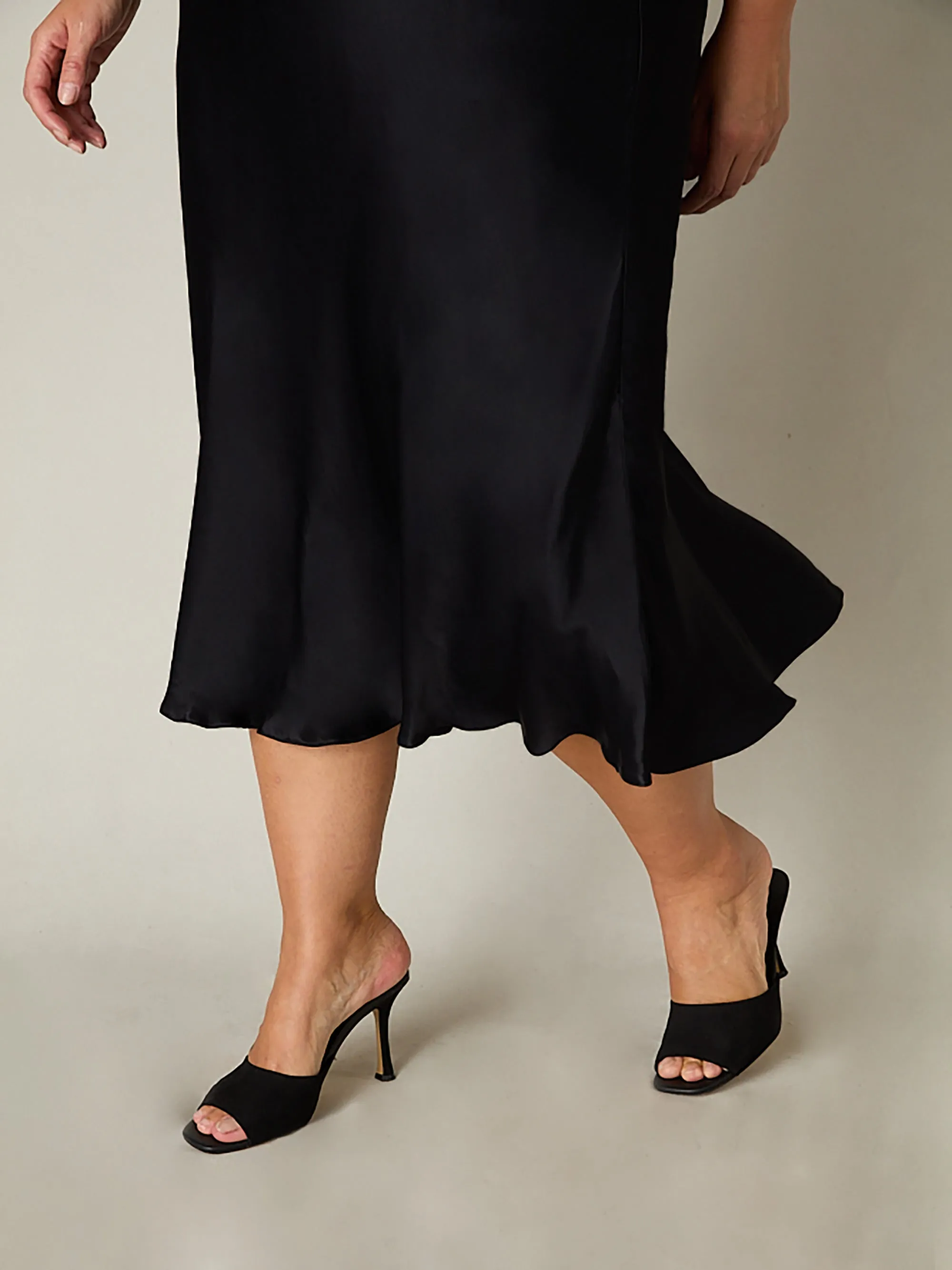 Black Bias Cut Skirt