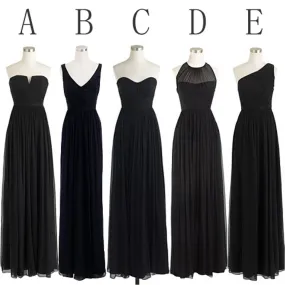 Black Chiffon Bridesmaid Dresses Long, Bridesmaid Dress, Wedding Party Dress, Dresses For Wedding, NB0014