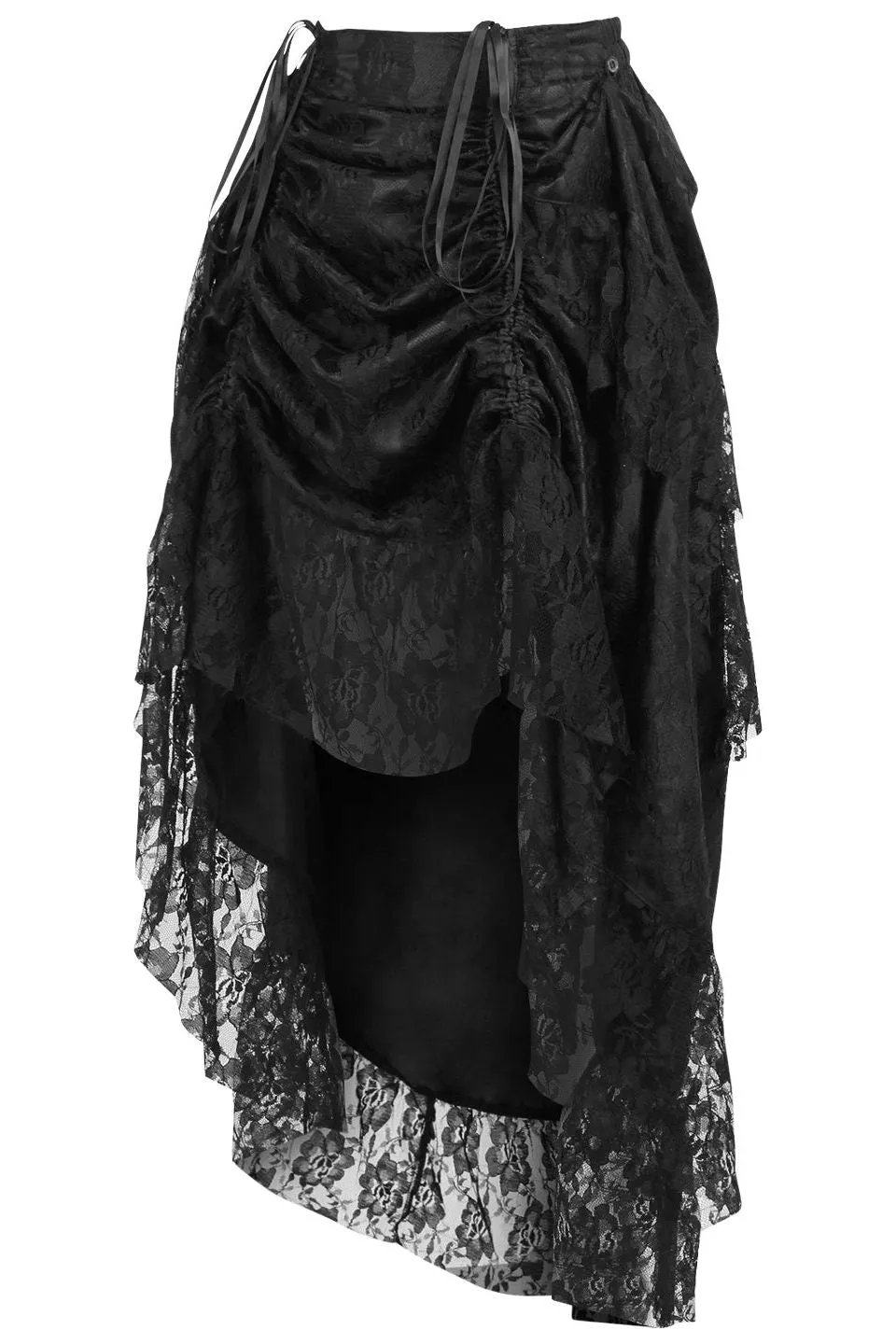 Black Lace Adjustable High Low Bustle Skirt