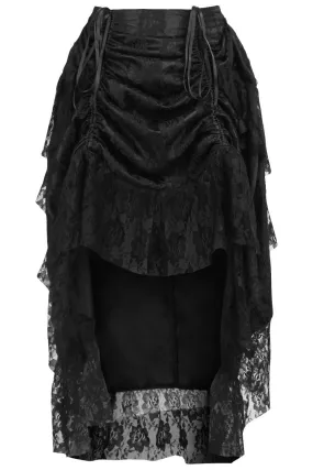 Black Lace Adjustable High Low Bustle Skirt