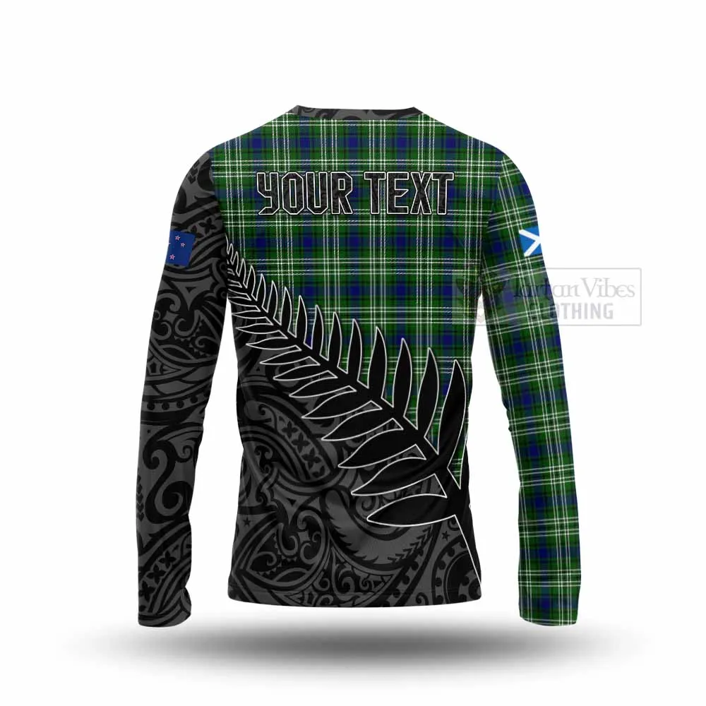 Blackadder Crest Tartan Long Sleeve T-Shirt with New Zealand Silver Fern Half Style