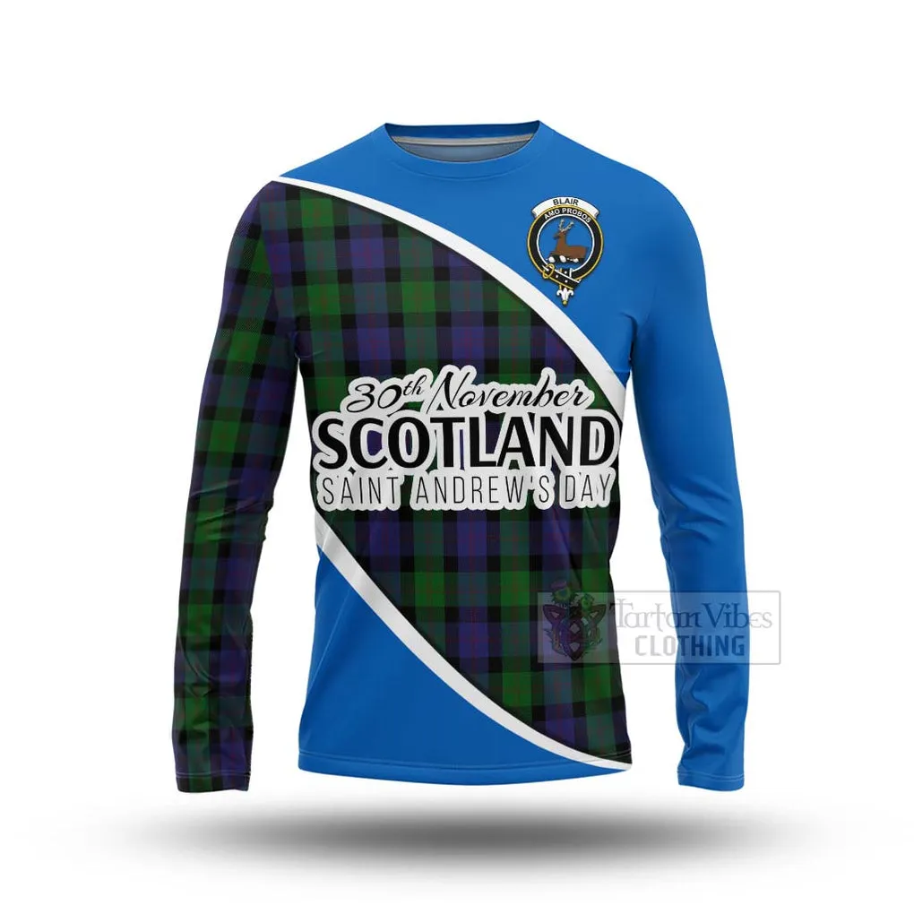 Blair Family Crest Tartan Long Sleeve T-Shirt Celebrate Saint Andrew's Day in Style