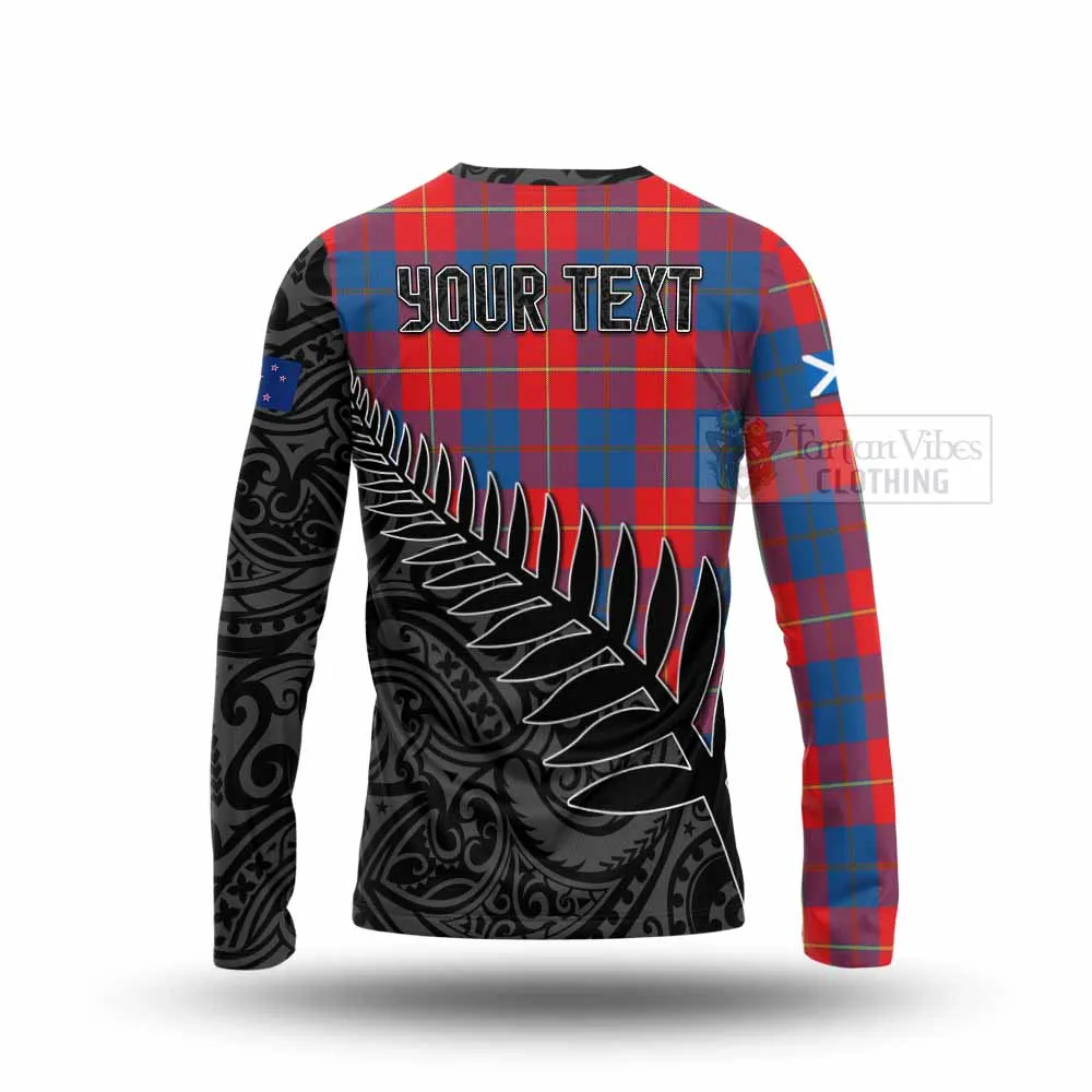 Blane Crest Tartan Long Sleeve T-Shirt with New Zealand Silver Fern Half Style