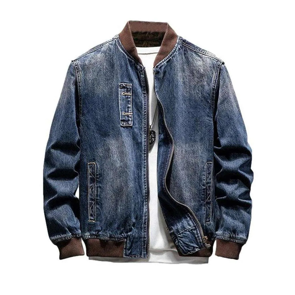 Bleached bomber men denim jacket