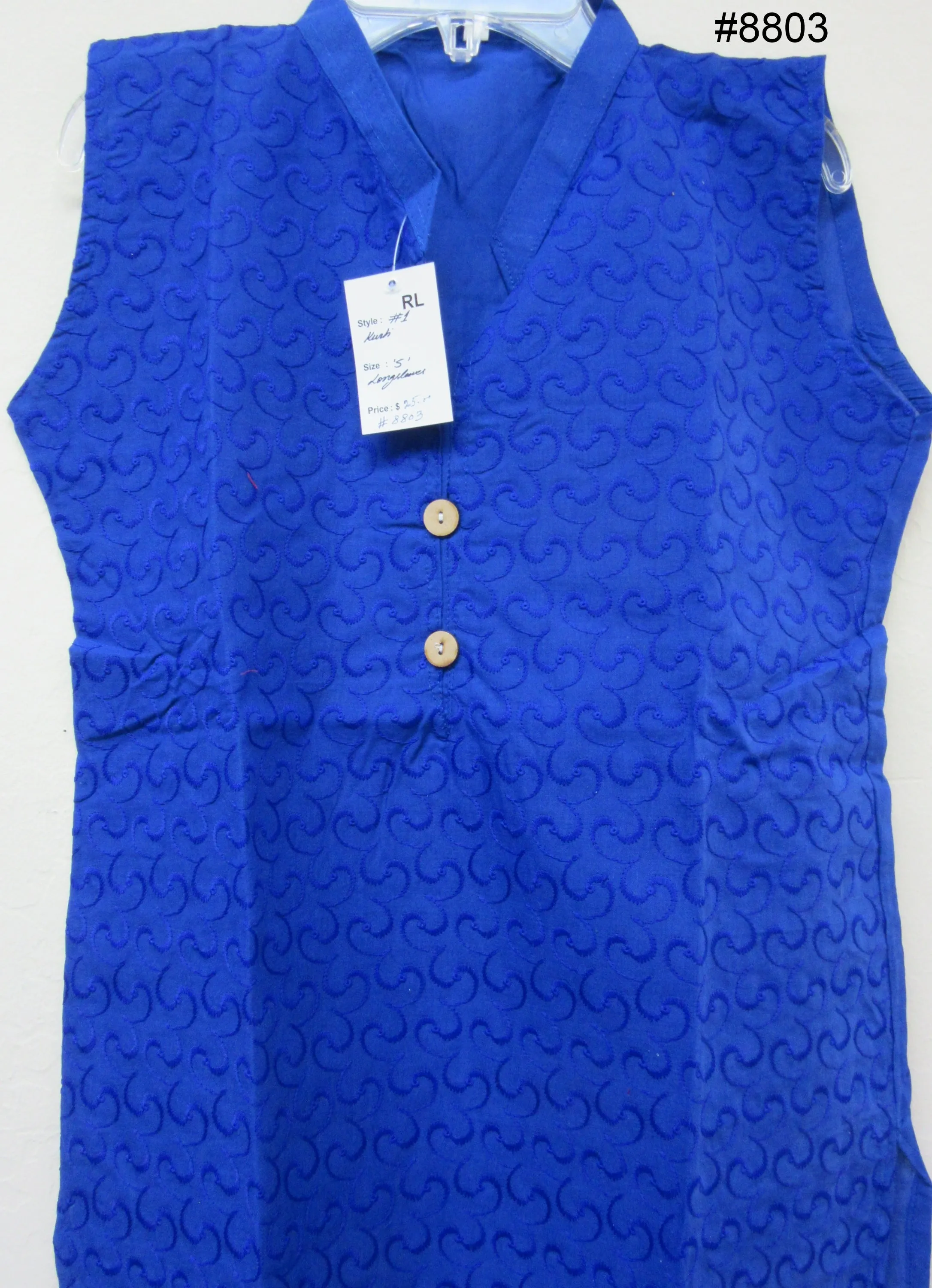 Blouse 8805 Solid Colors Cotton Full Front Embroidered Career Wear Small Size Kurti