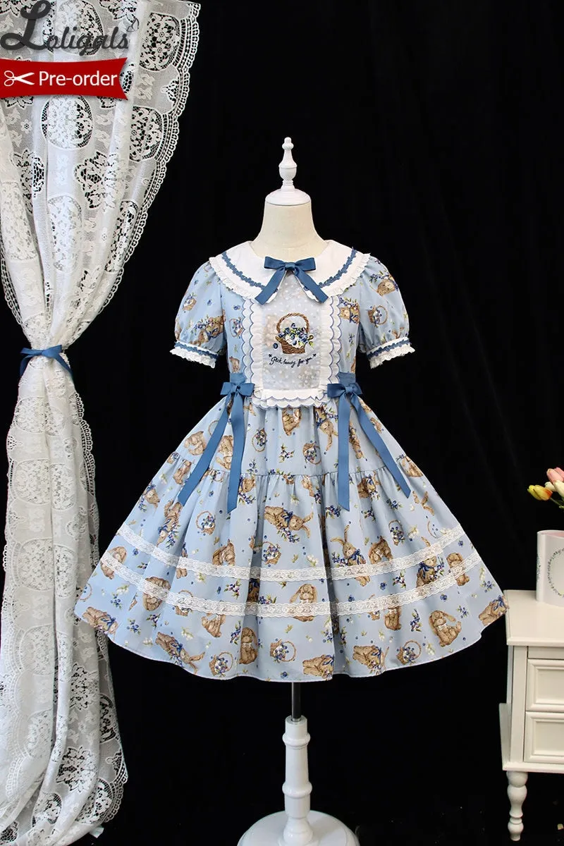 Bluberry Rabbit ~ Sweet Short Sleeve Lolita Dress by Alice Girl ~ Pre-order