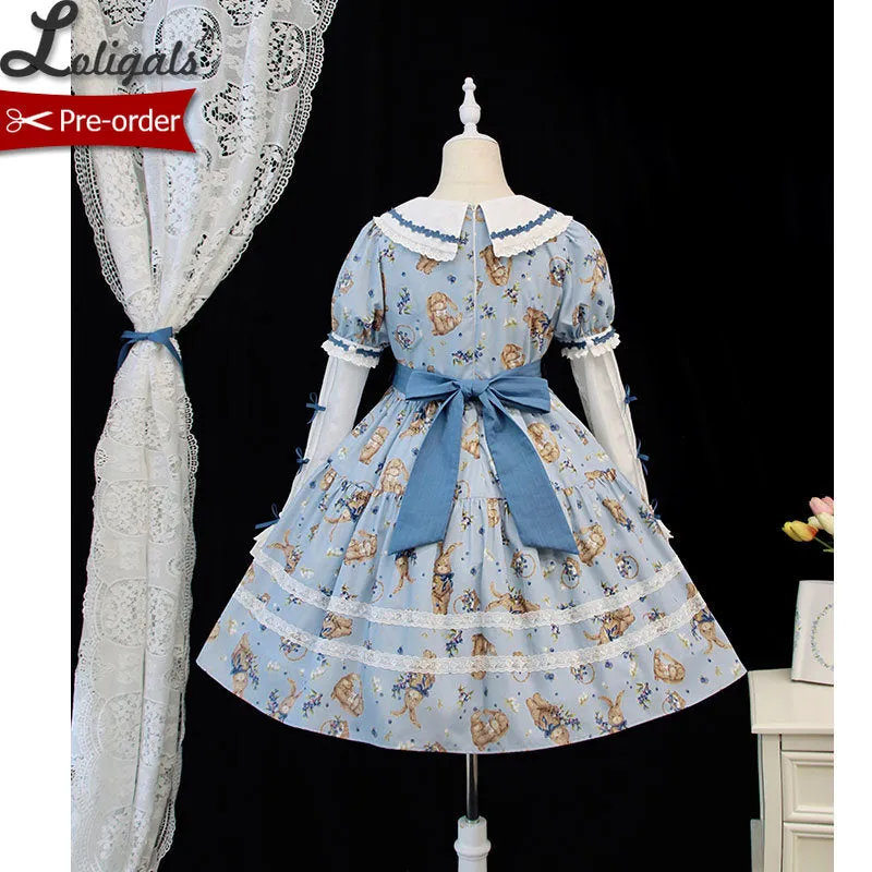 Bluberry Rabbit ~ Sweet Short Sleeve Lolita Dress by Alice Girl ~ Pre-order