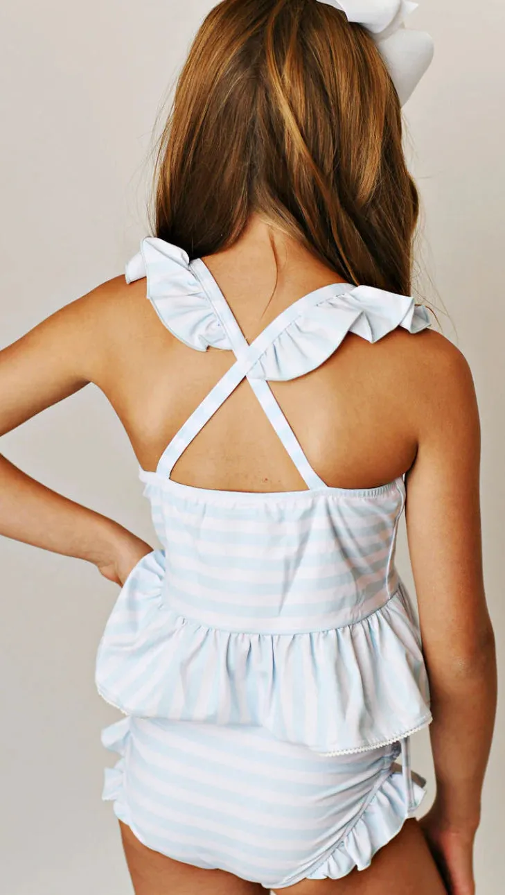 Blue and White Stripe 2pc Swim