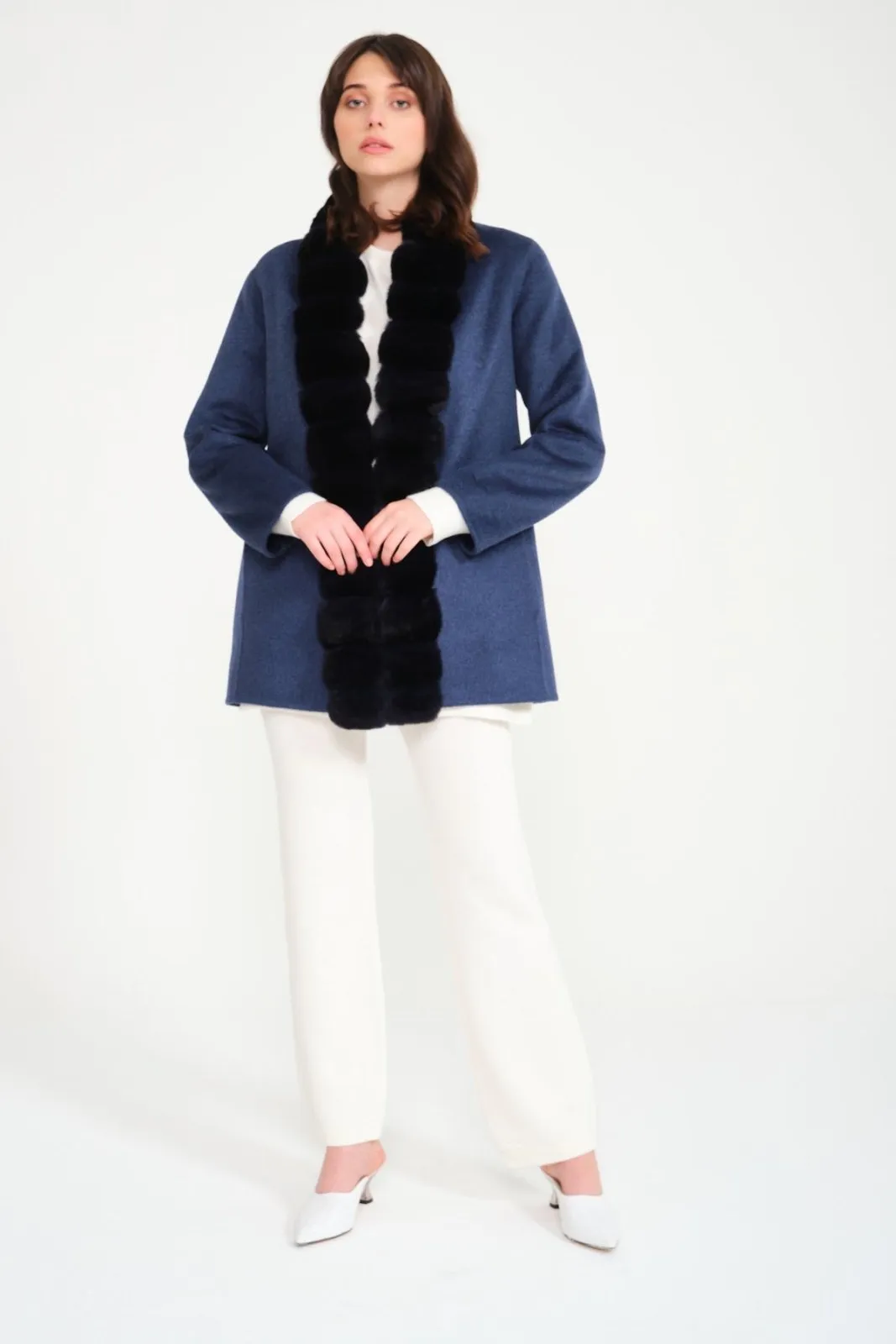 Blue Chinchilla Cashmere Coat