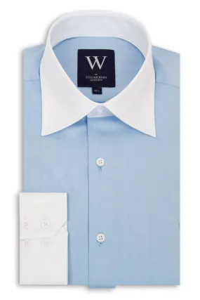 Blue Cutaway Collar Shirt with White Collar