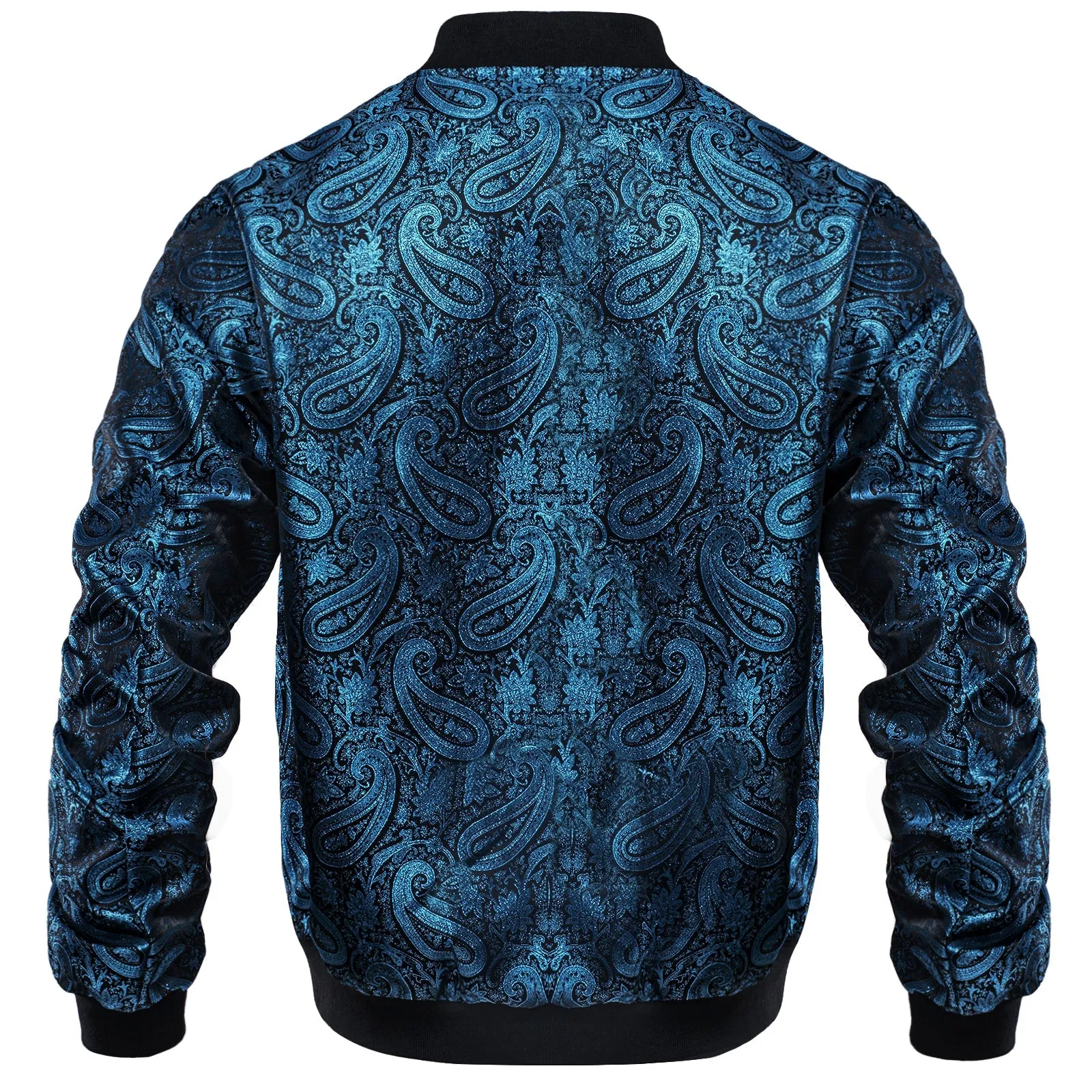 Blue Paisley Silk Bomber Jacket