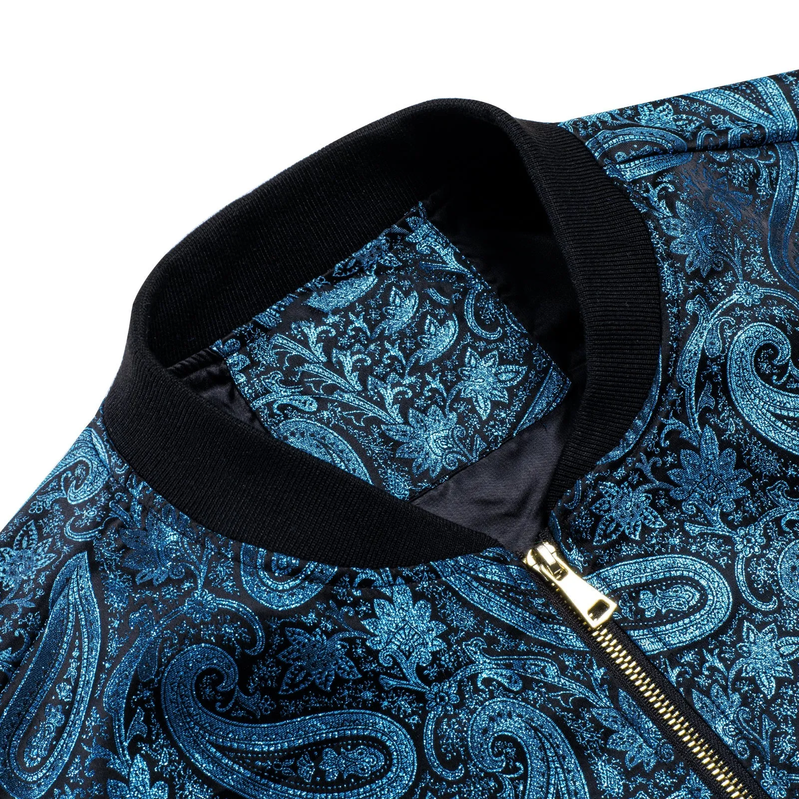 Blue Paisley Silk Bomber Jacket