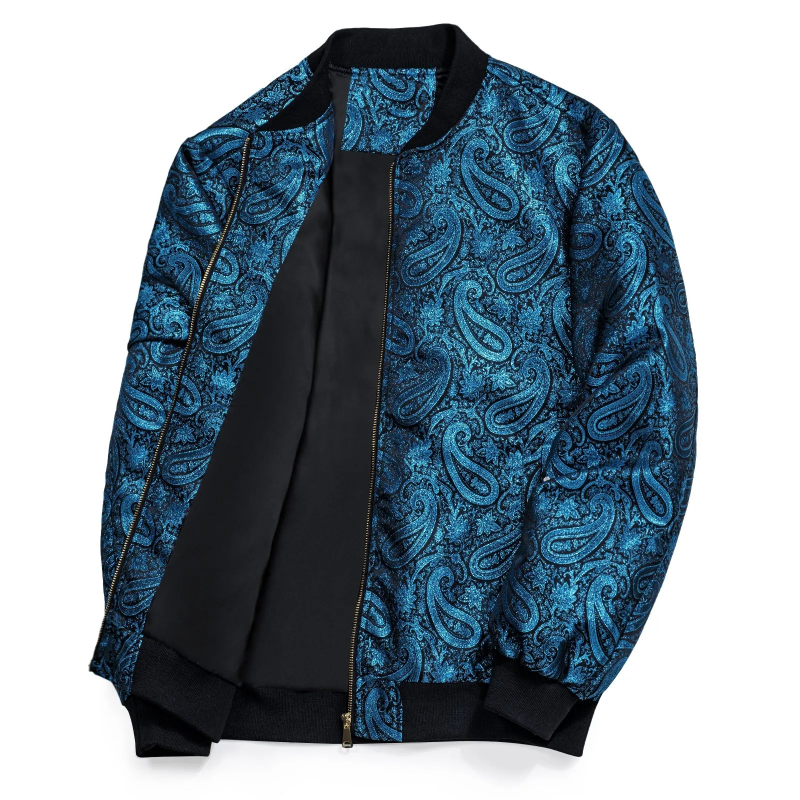 Blue Paisley Silk Bomber Jacket