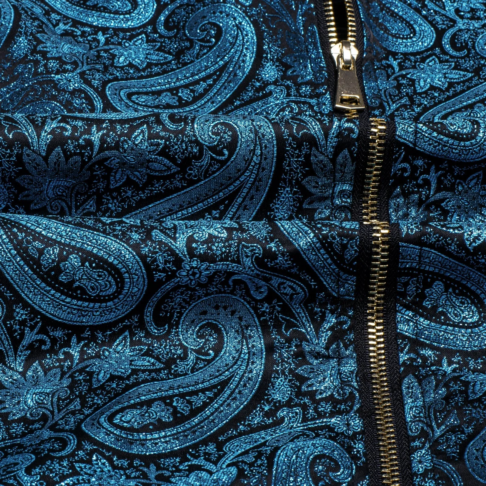 Blue Paisley Silk Bomber Jacket