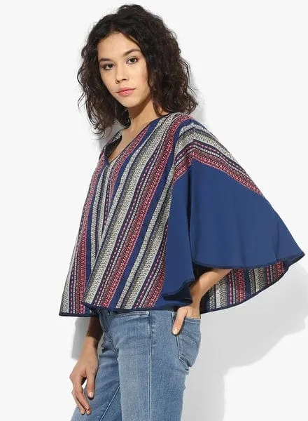 Blue Poncho Top - (Clearance - Final Sale)