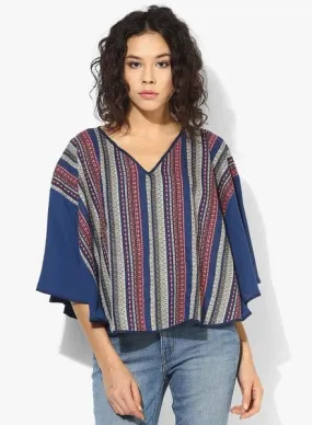 Blue Poncho Top - (Clearance - Final Sale)