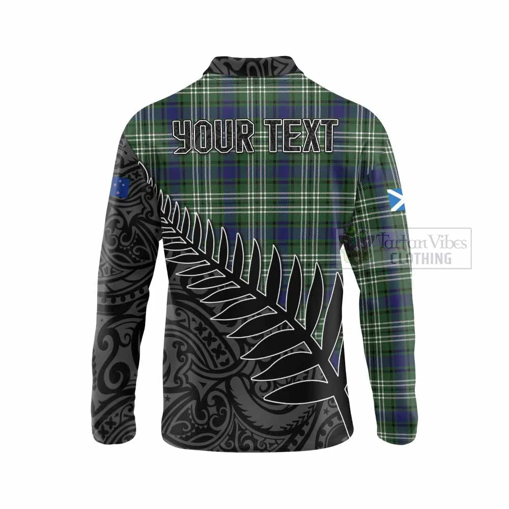 Blyth Crest Tartan Long Sleeve Polo Shirt with New Zealand Silver Fern Half Style