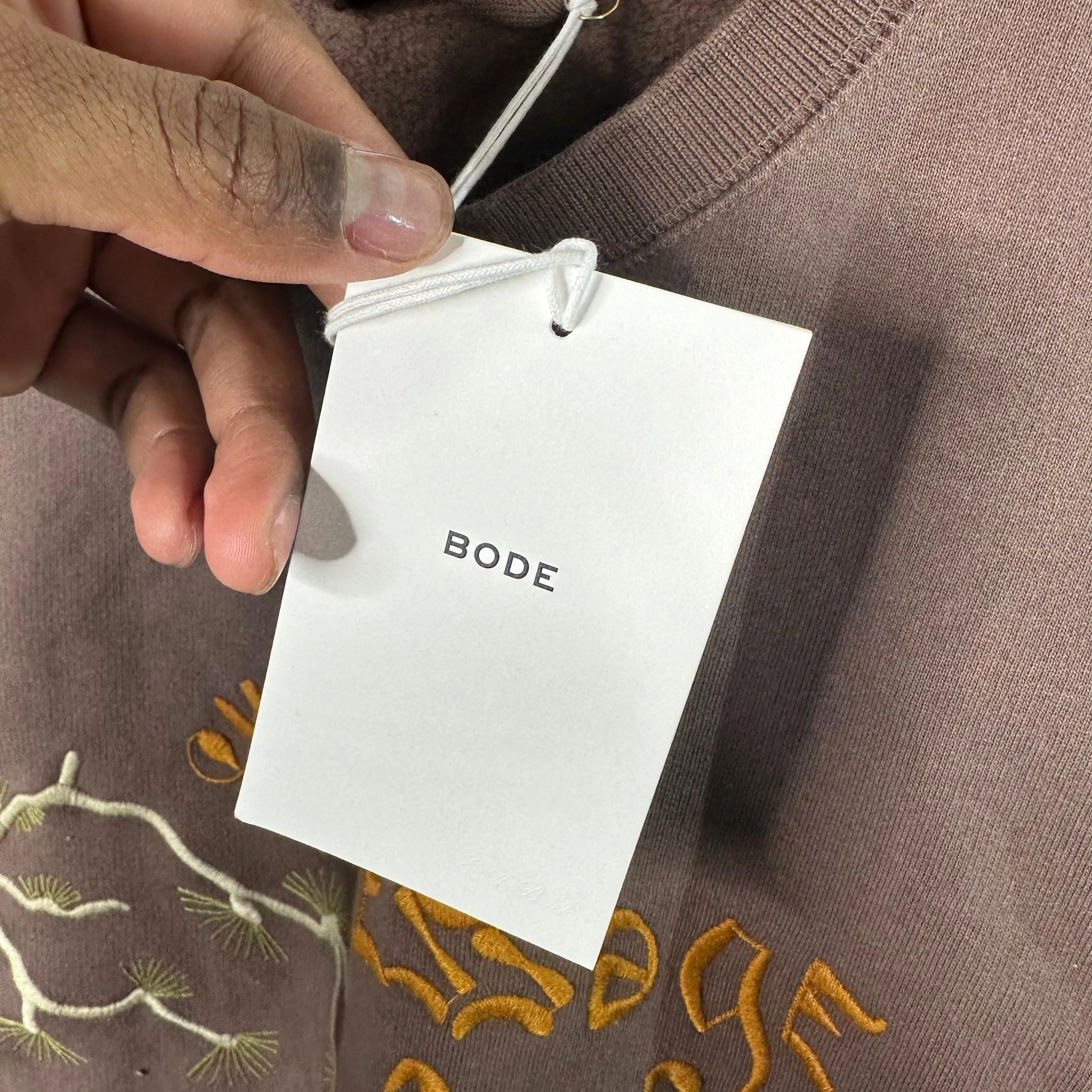 Bode Cropped Message Crewneck