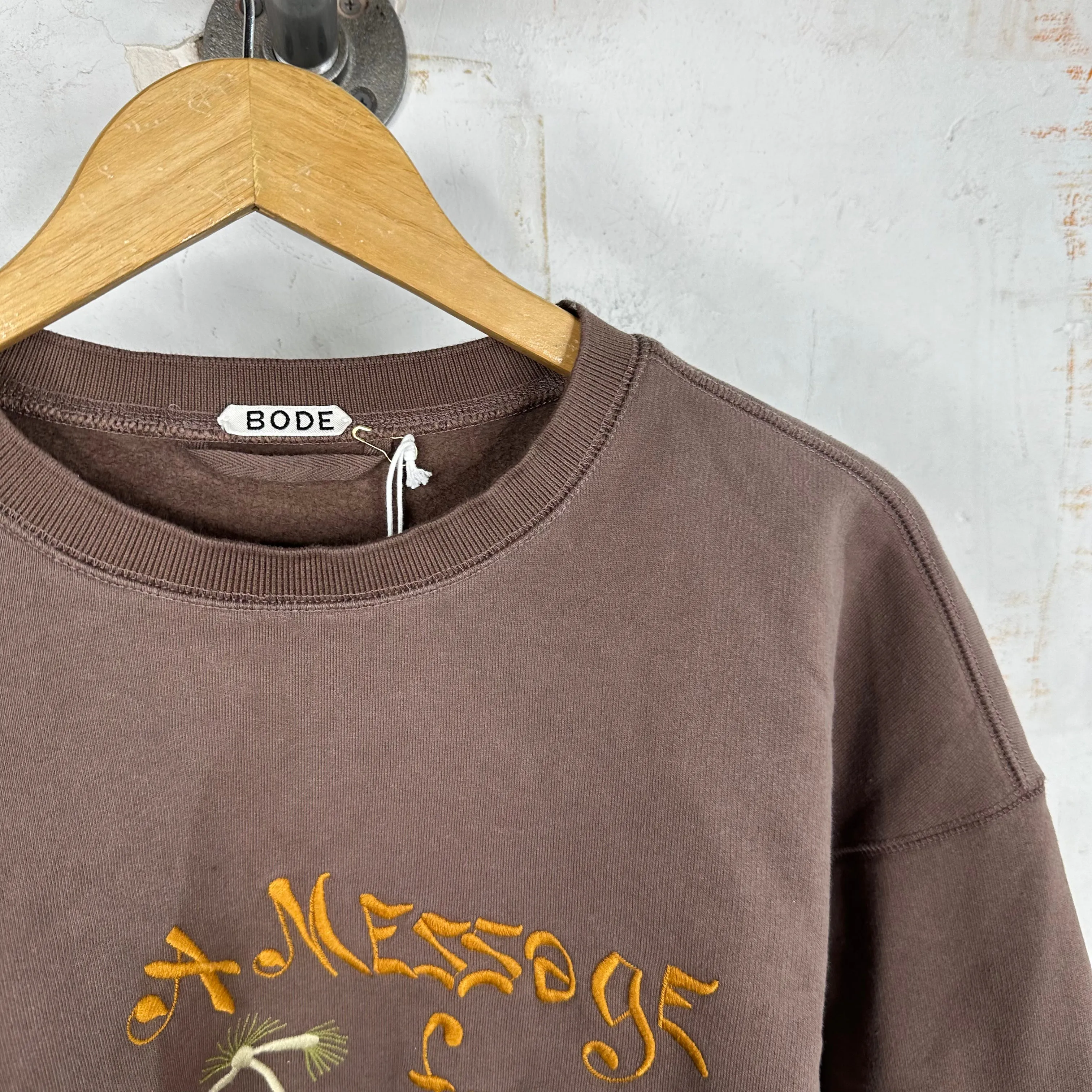 Bode Cropped Message Crewneck