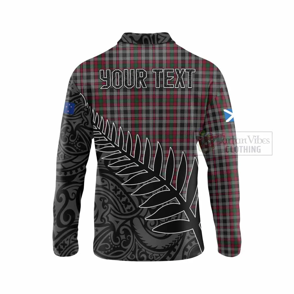 Borthwick Crest Tartan Long Sleeve Polo Shirt with New Zealand Silver Fern Half Style