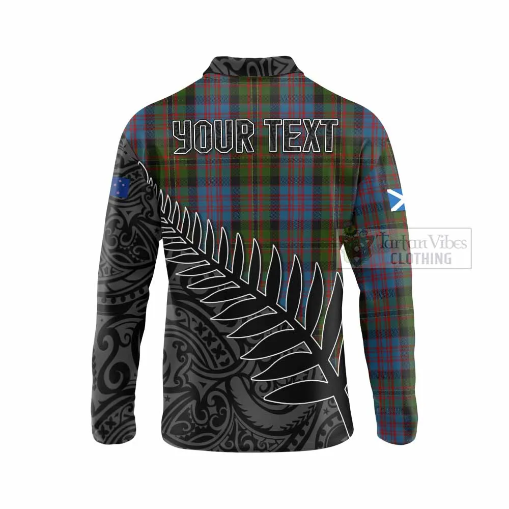 Bowie Crest Tartan Long Sleeve Polo Shirt with New Zealand Silver Fern Half Style