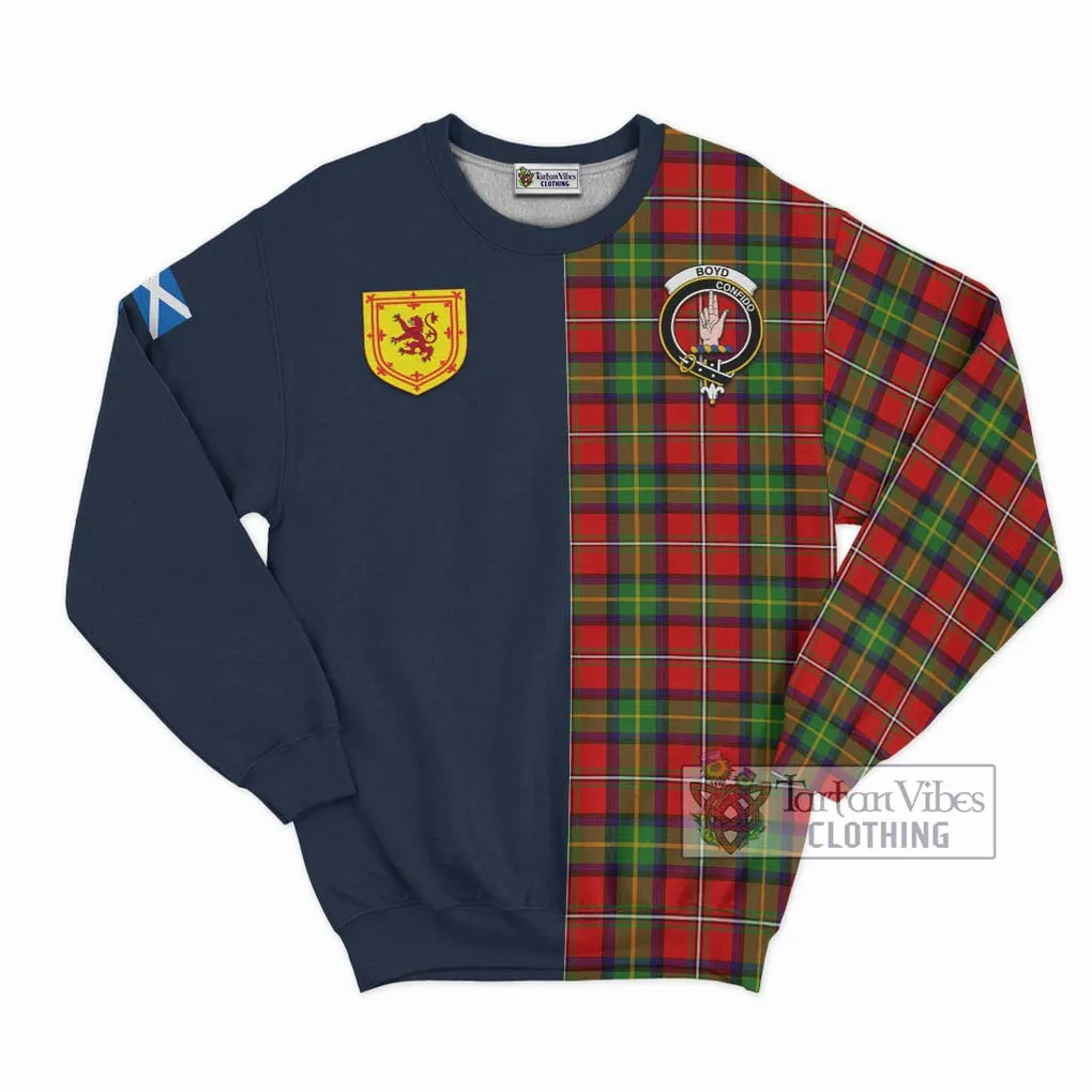 Boyd Tartan Sweatshirt Alba with Scottish Lion Royal Arm Half Style