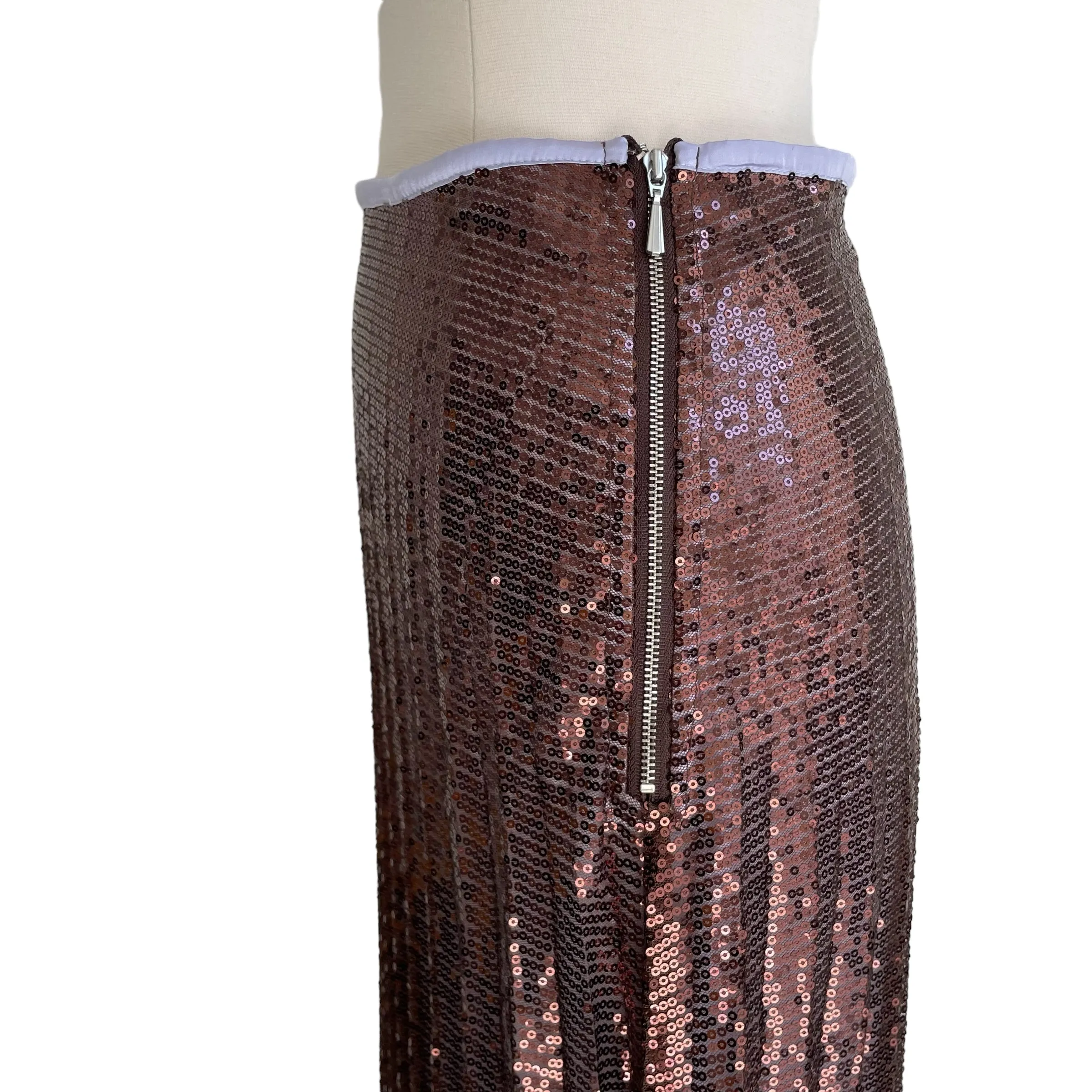 Brown Sequin Maxi Skirt - 0