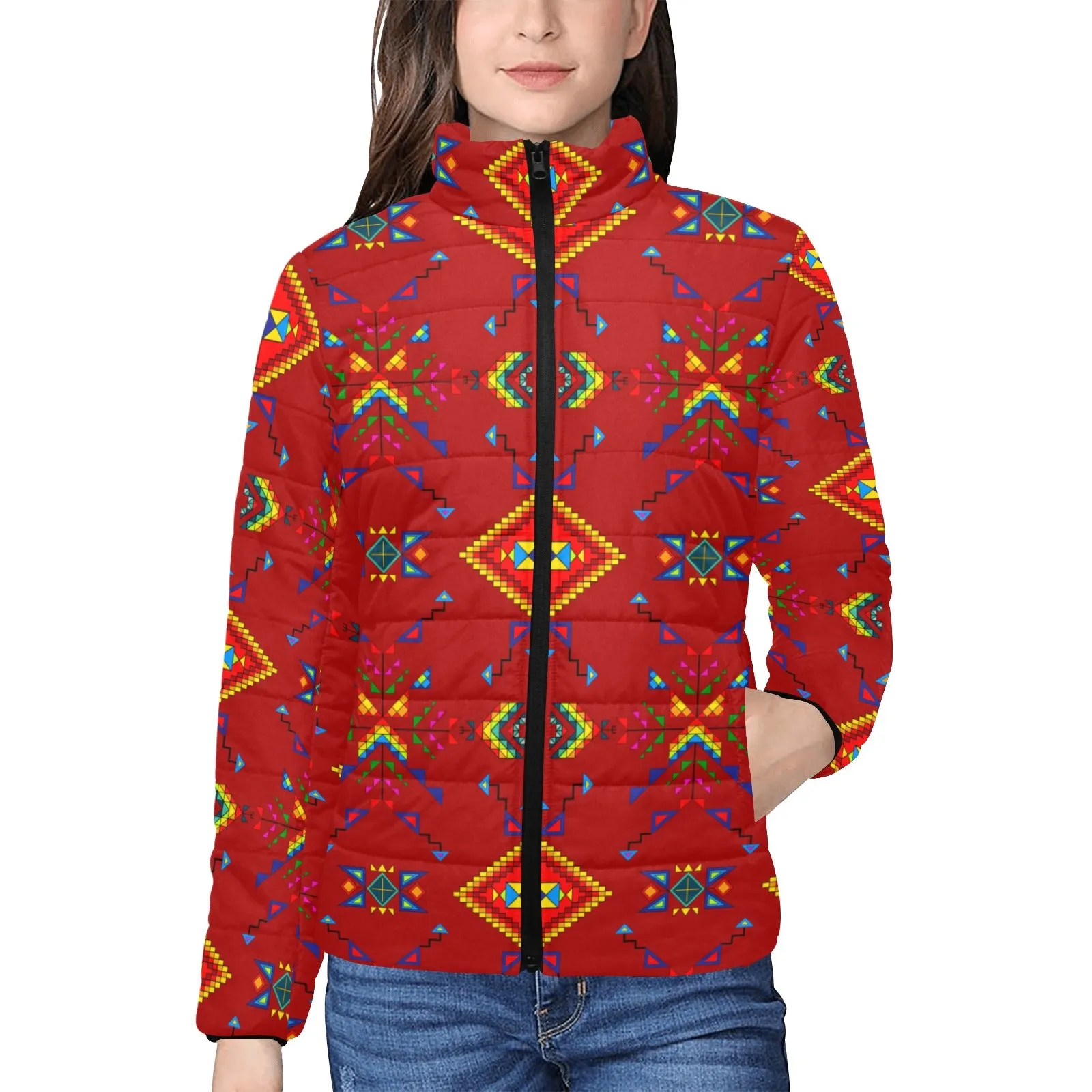 Buffalo Jump Red Women's Padded Jacket