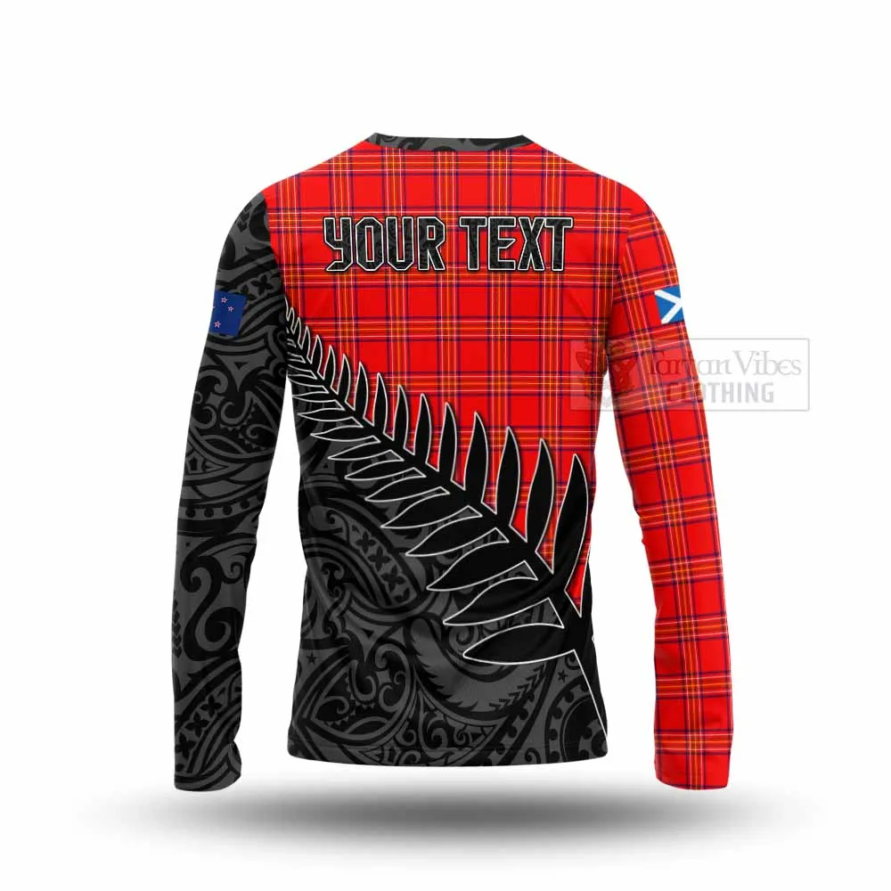 Burnett Crest Tartan Long Sleeve T-Shirt with New Zealand Silver Fern Half Style