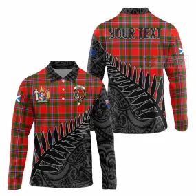 Butter Crest Tartan Long Sleeve Polo Shirt with New Zealand Silver Fern Half Style