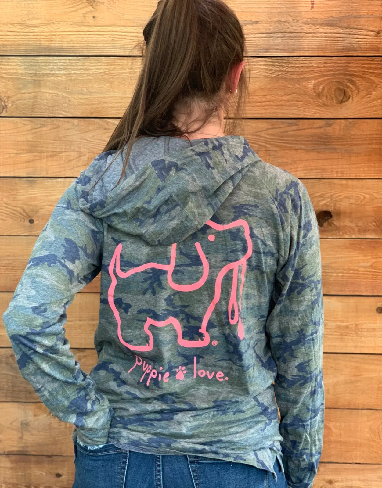 CAMO LOGO PUP, ADULT HOODIE TEE