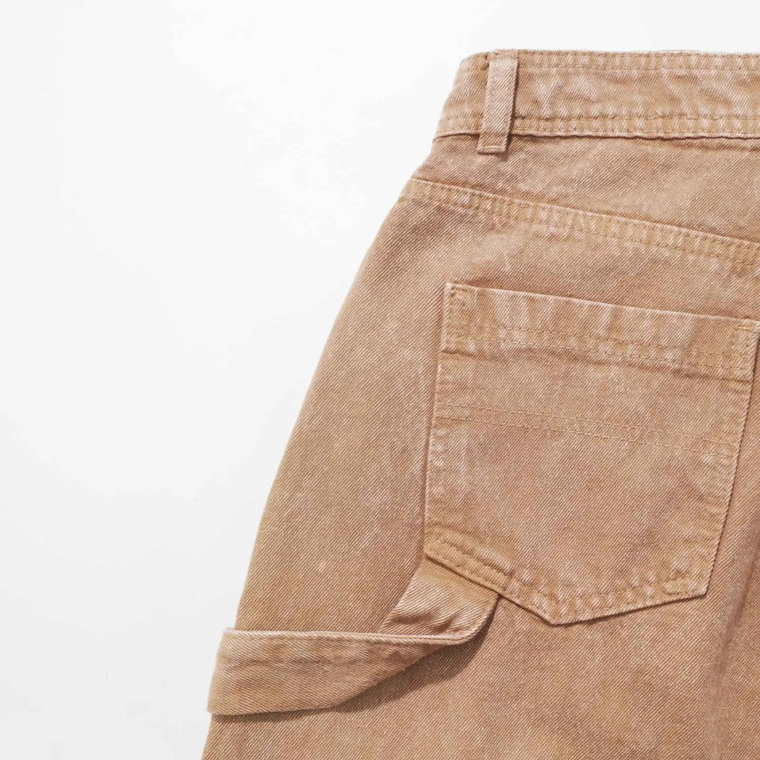 Cargo Multi-Pocket Pants - Washed Camel