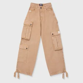 Cargo Multi-Pocket Pants - Washed Camel