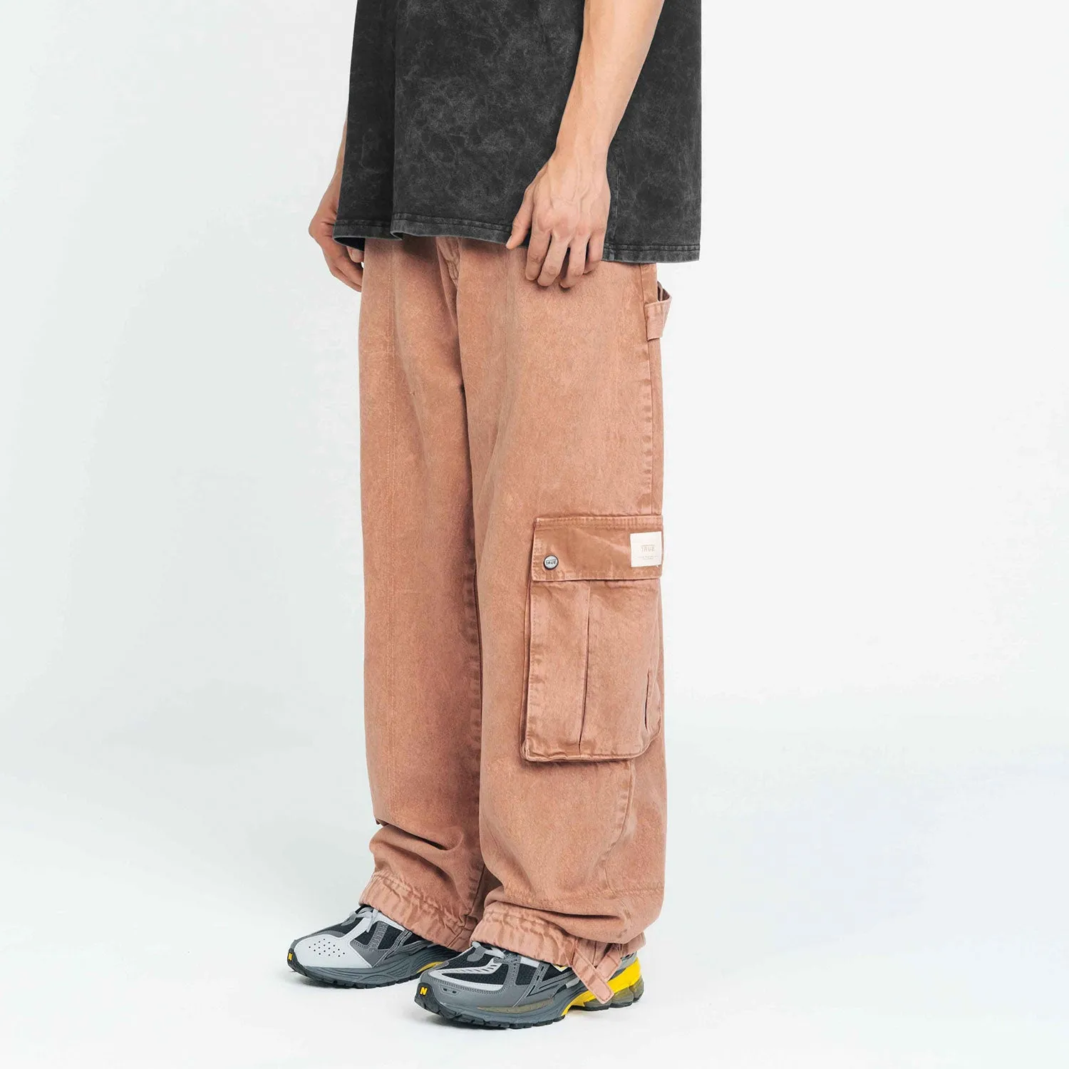 Cargo Multi-Pocket Pants - Washed Camel