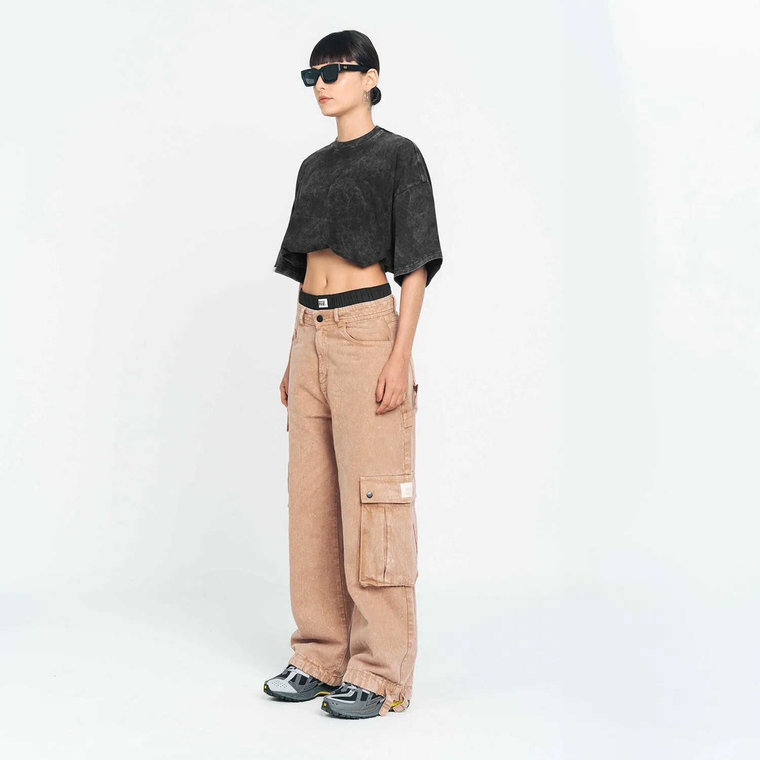 Cargo Multi-Pocket Pants - Washed Camel